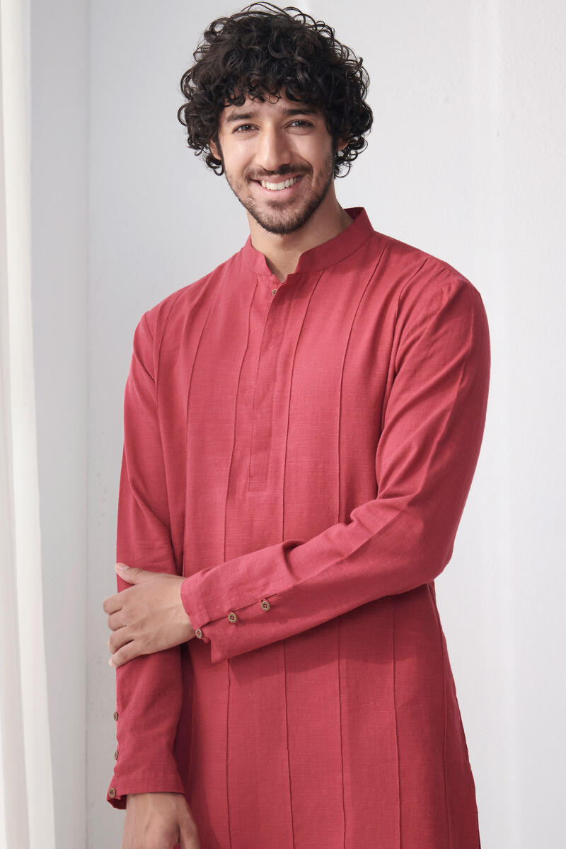 Zaid Red Handloom Kurta