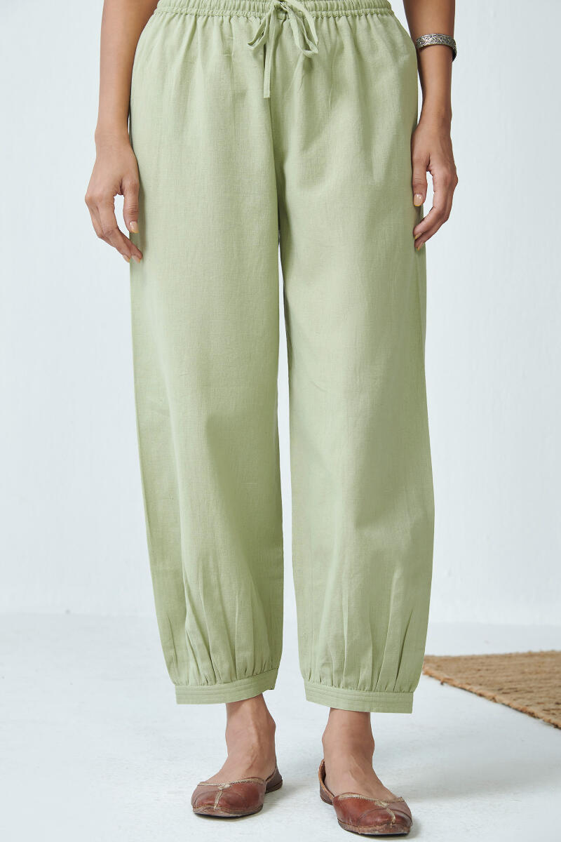 Roza Light Green Flex Cotton Izhaar Pants