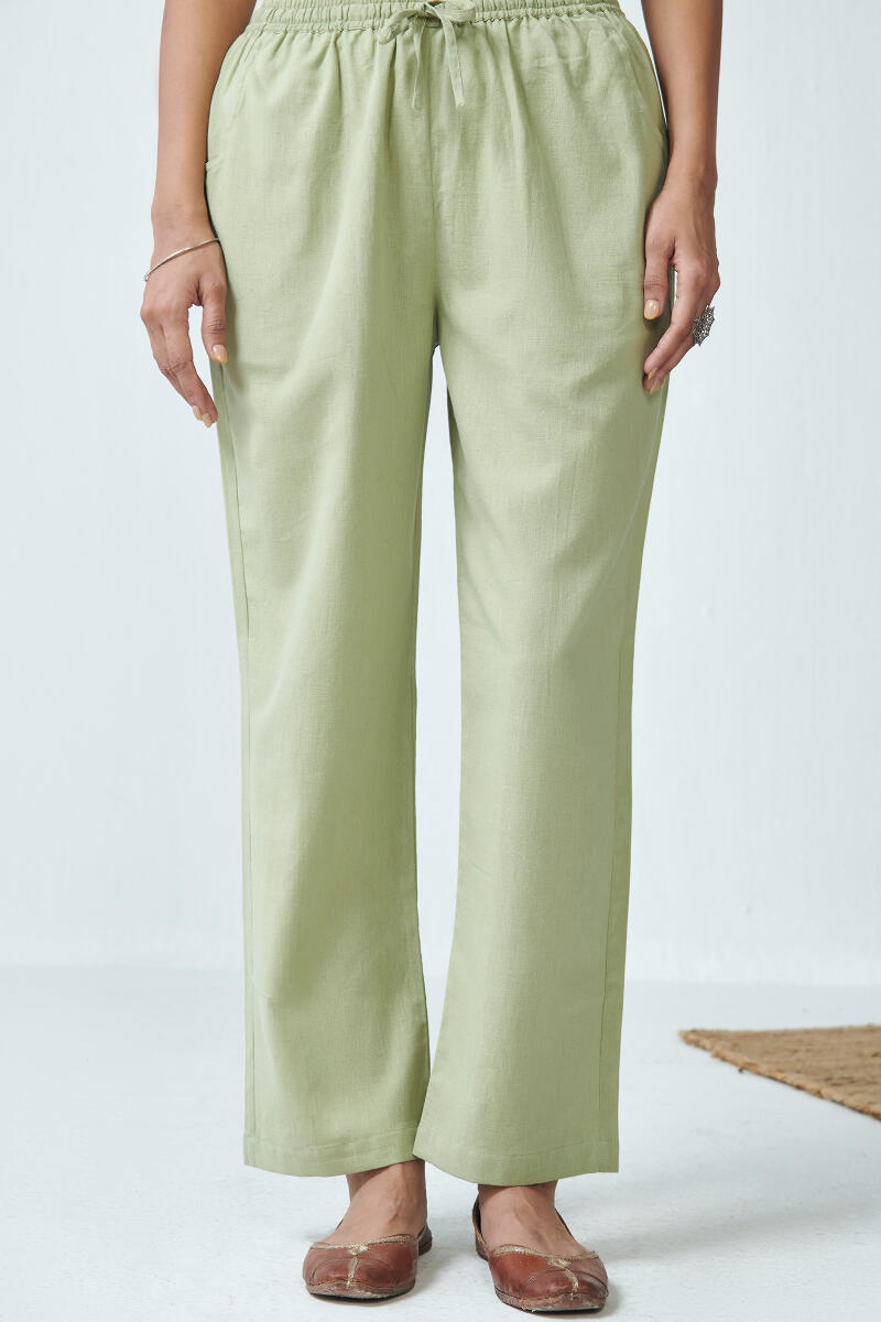 Roza Light Green Flex Cotton Pants