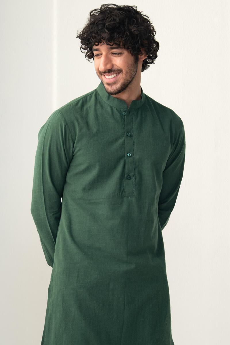 Zaid Forest Green Handloom Kurta