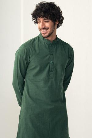 Zaid Forest Green Handloom Kurta