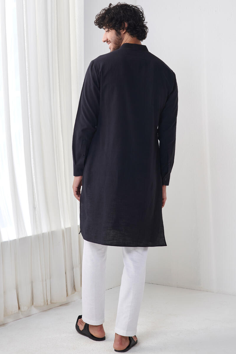 Zaid Black Handloom Kurta