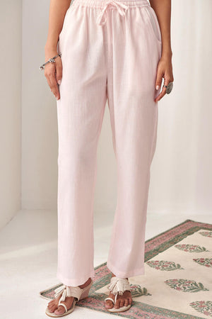 Roza Light Pink Flax Cotton Pants