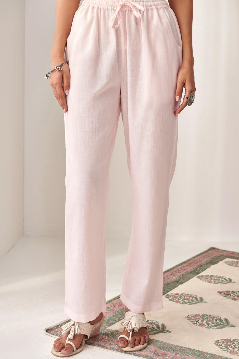 Roza Light Pink Flax Cotton Pants
