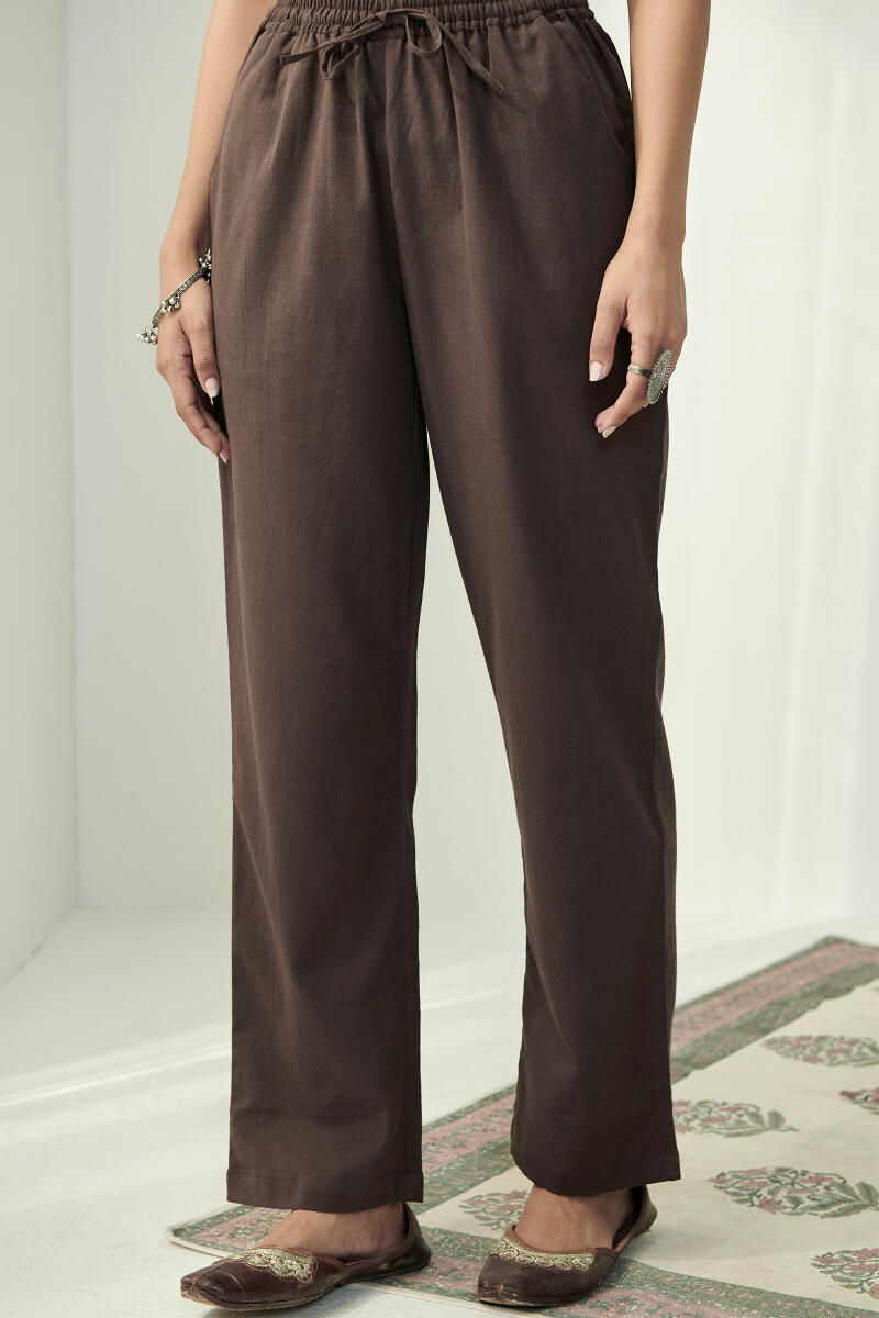 Roza Brown Flax Cotton Pants