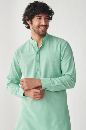 Zaid Sea Green Handloom Kurta