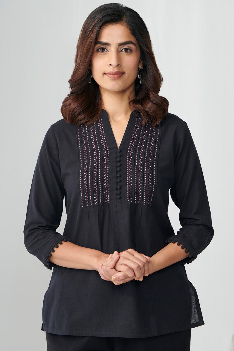 Kashida Black Handloom Top