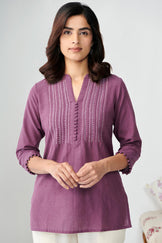 Kashida Purple Handloom Top