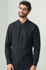 Zaid Black Linen Shirt