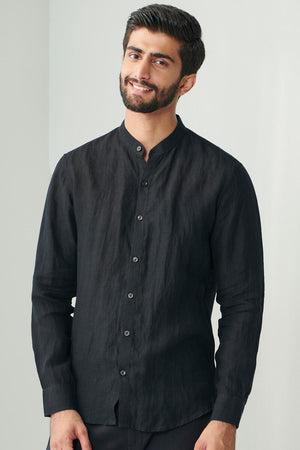 Zaid Black Linen Shirt