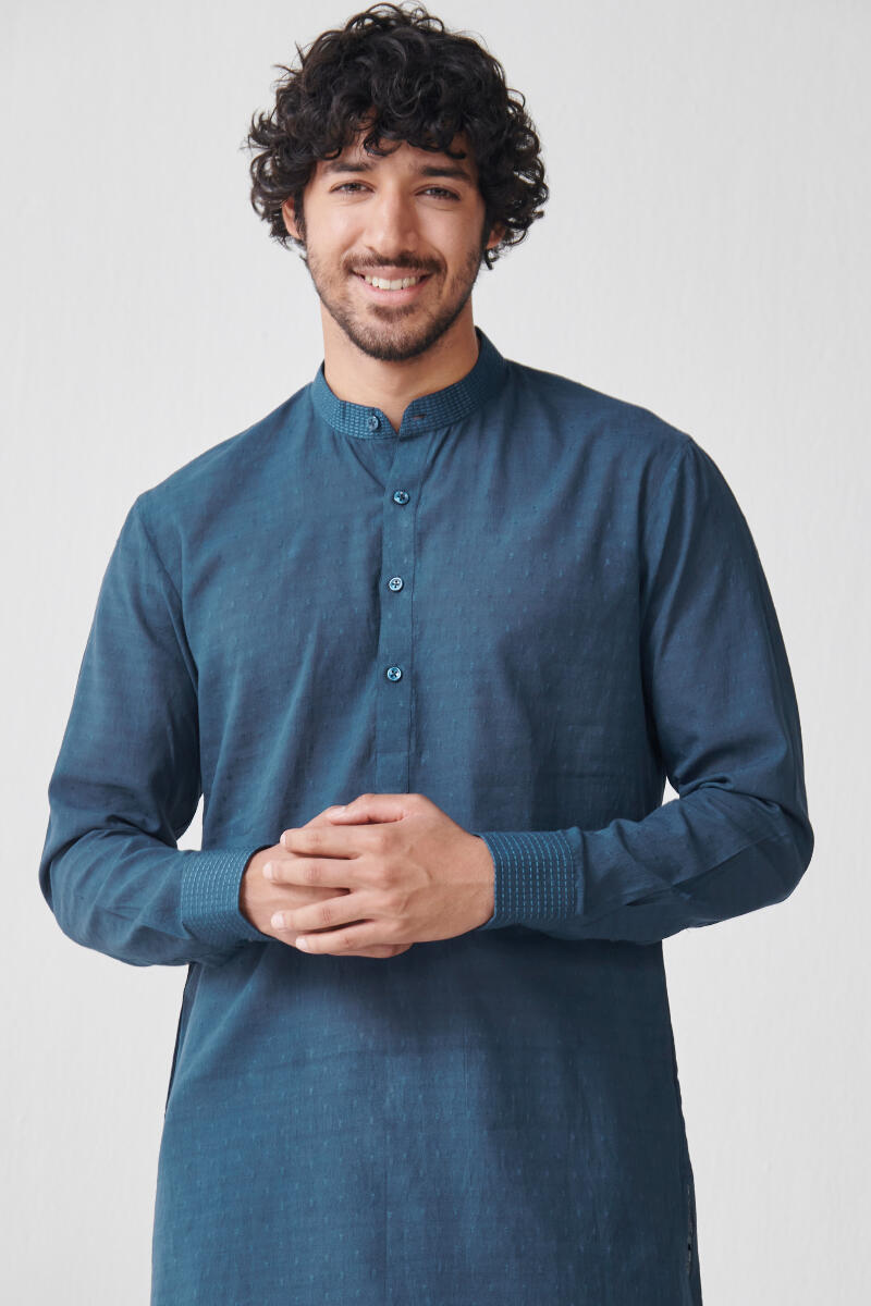 Zaid Vivaan Blue Ram Buta Kurta