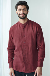 Zaid Maroon Linen Shirt