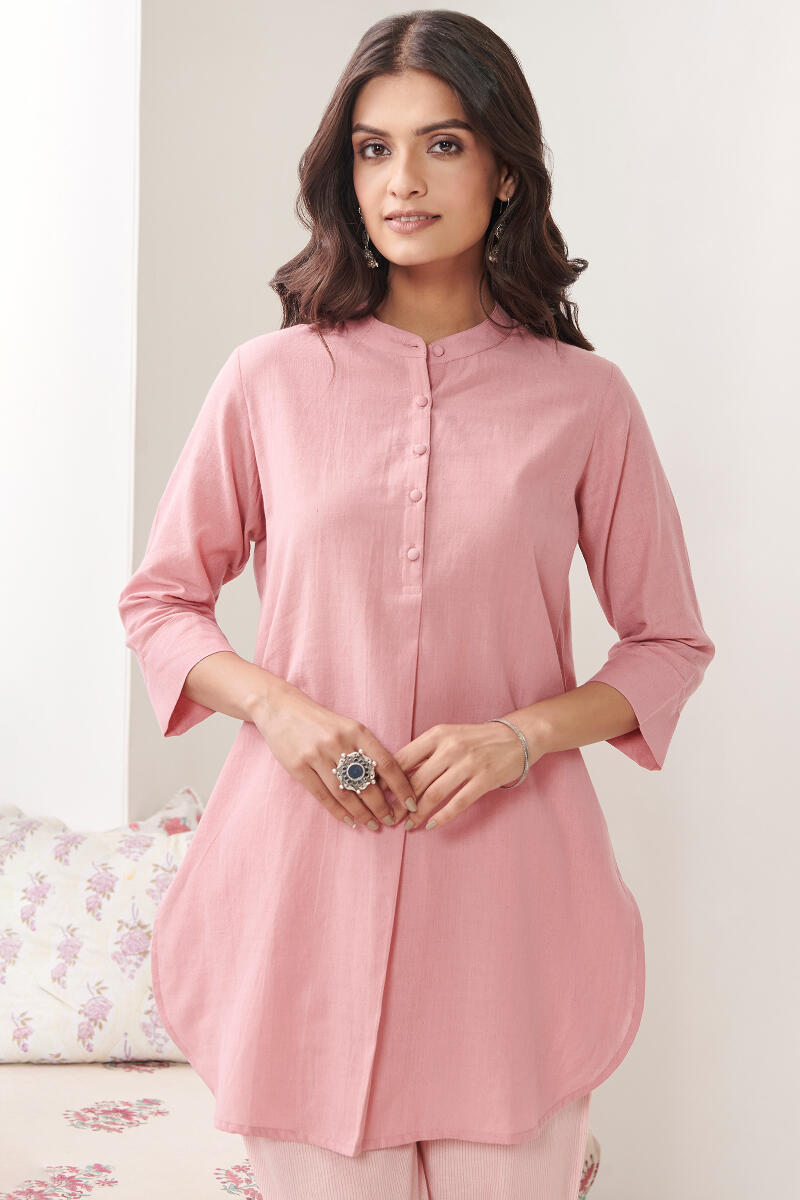 Roza Jannat Pink Handloom Loungewear Set