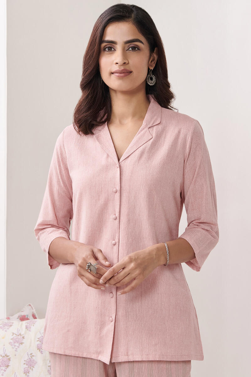 Roza Jannat Pink Handloom Loungewear Set