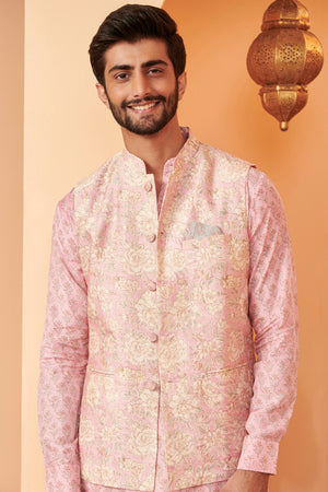 Shirin Sameer Sanganeri Chanderi Nehru Jacket
