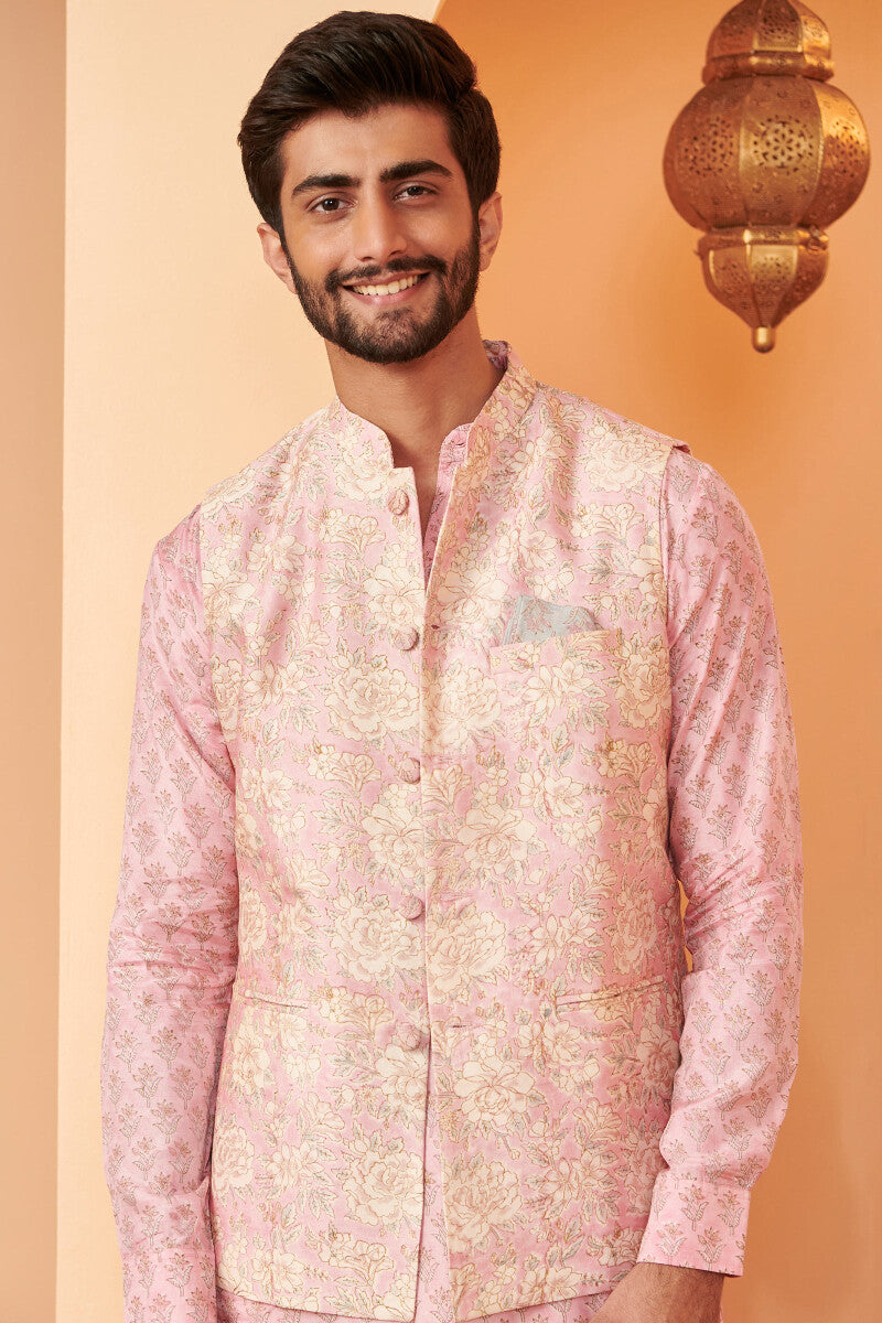 Shirin Sameer Sanganeri Chanderi Nehru Jacket