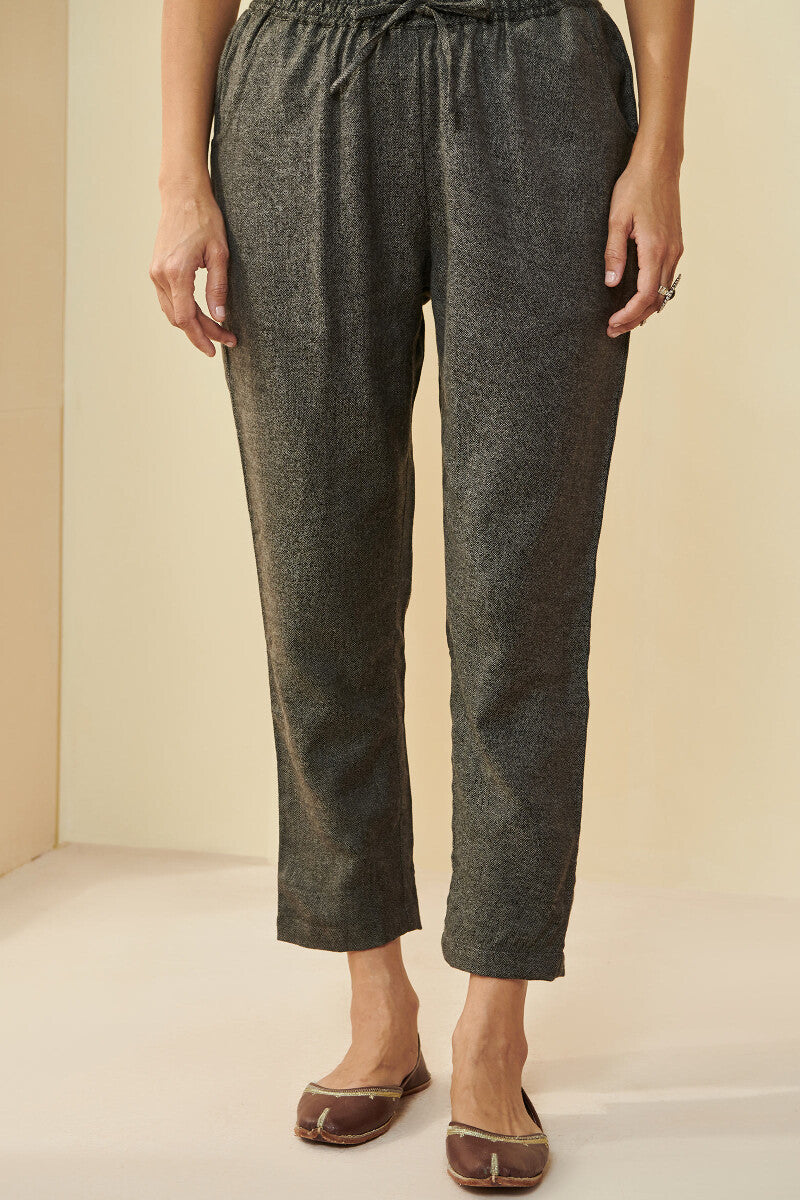 Naadirah Ruhani Brown Faux Wool Narrow Pants