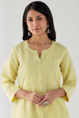 Naadirah Zoya Yellow Cotton Linen Kurta