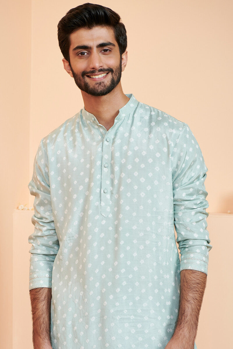 Shirin Zuhaid Sky Blue Bandhej Kurta
