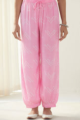 Gauhar Afroza Pink Bandhej Izhaar Pants