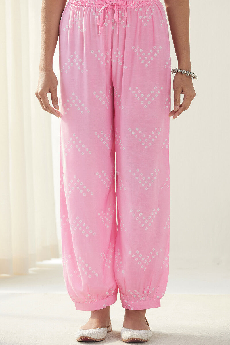 Gauhar Afroza Pink Bandhej Izhaar Pants