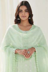 Gauhar Afroza Green Cotton Silk Dupatta