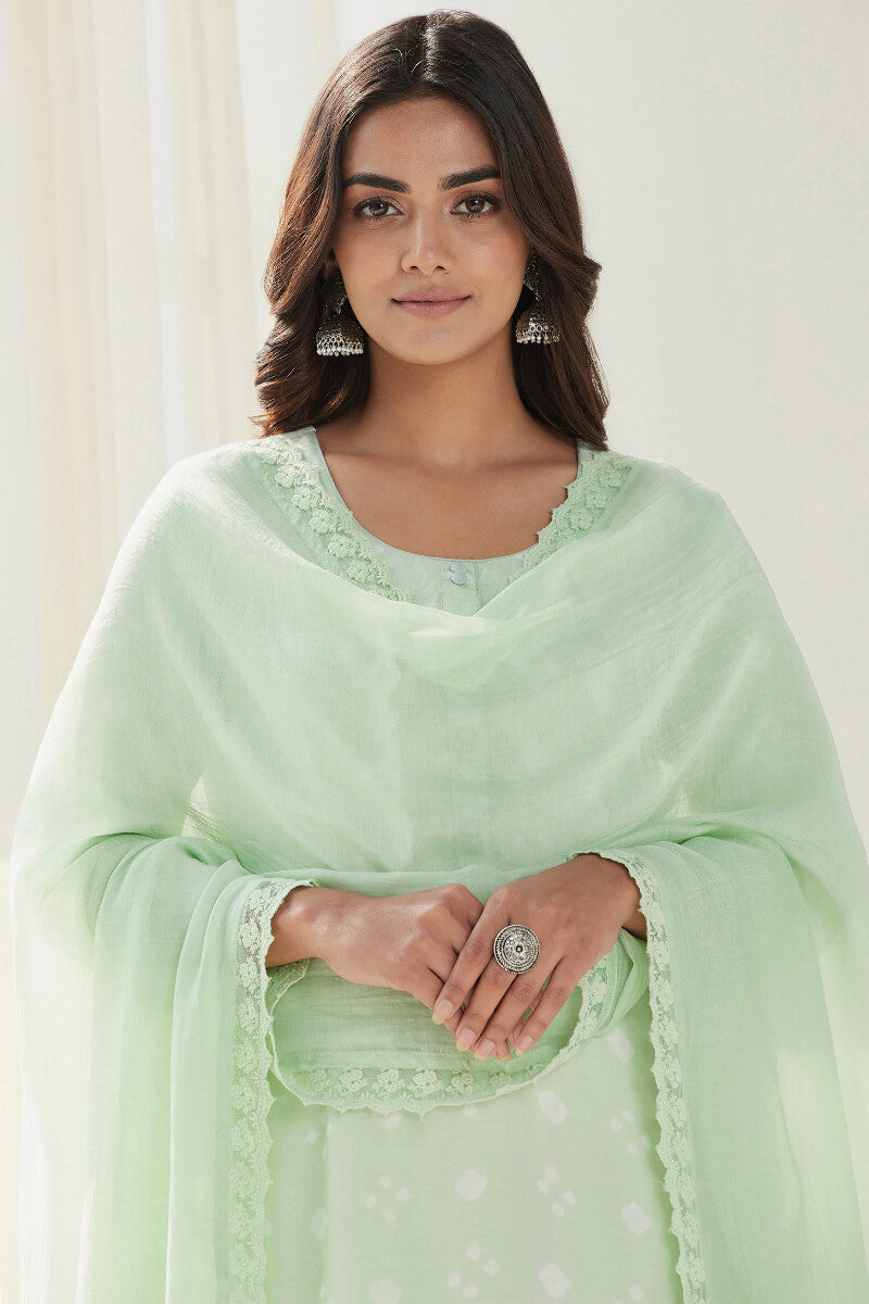 Gauhar Afroza Green Cotton Silk Dupatta
