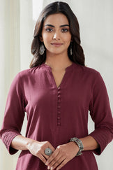 Roza Nysa Maroon Handloom Kurta