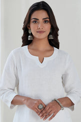 Roza Mirza Linen White Kurta