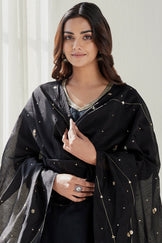 Gauhar Maira Black Cotton Silk Dupatta