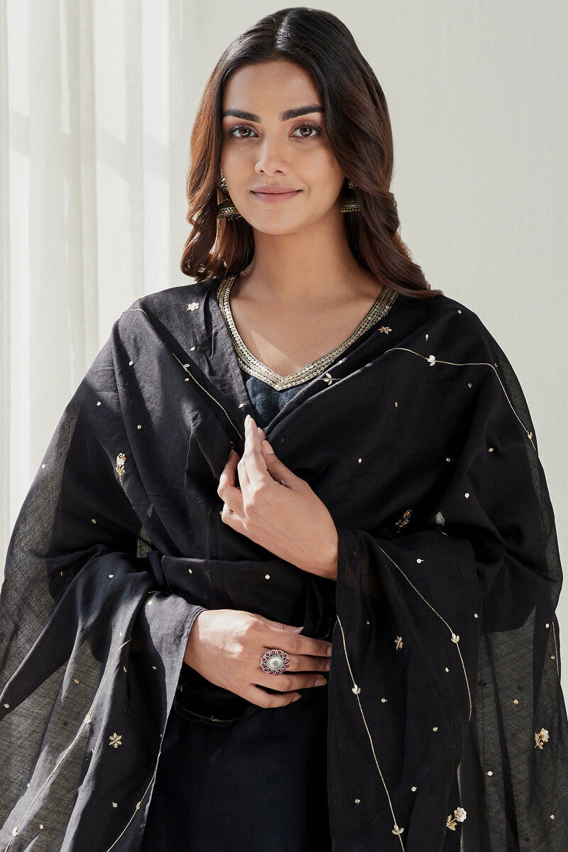 Gauhar Maira Black Cotton Silk Dupatta