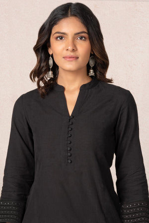 Nasrine Rehmat Black Handloom Kurta