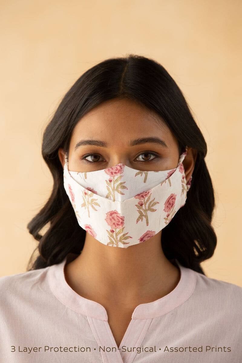 Pack of 5: Block-Printed Face Masks