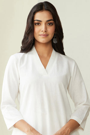 Roza Nahid White Handloom Kurta