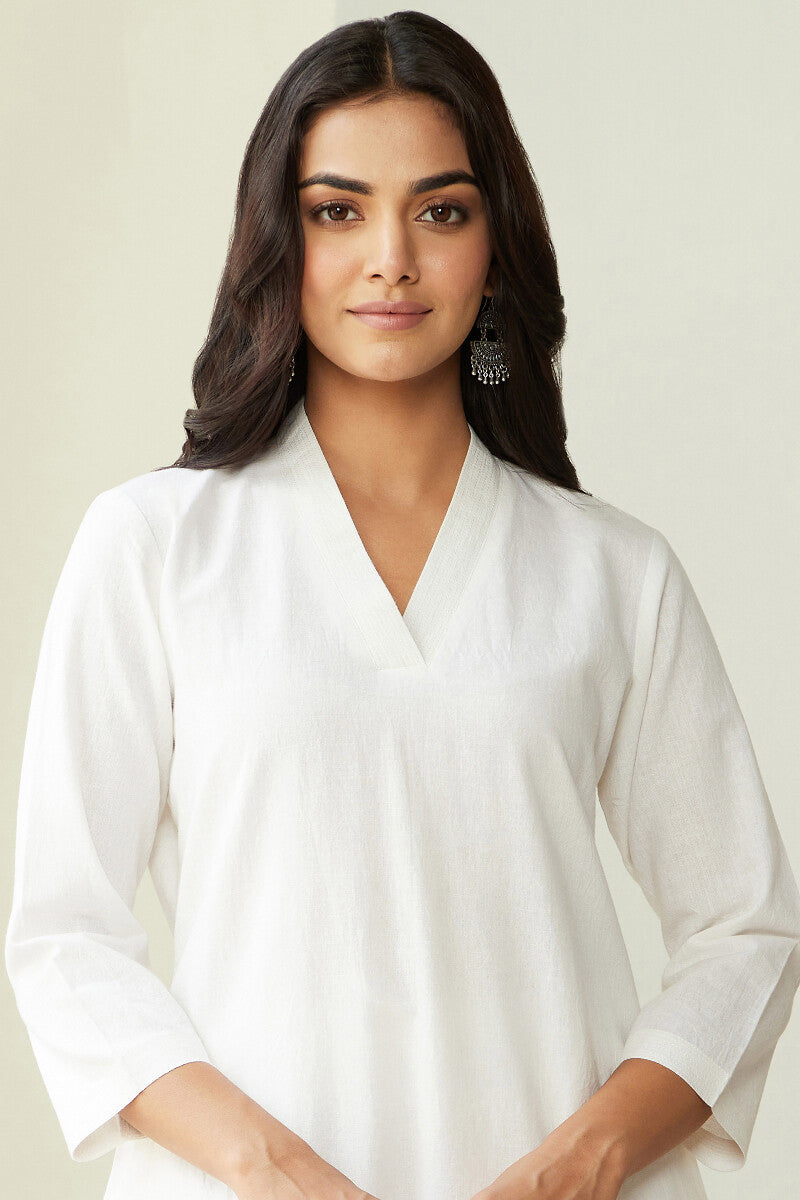 Roza Nahid White Handloom Kurta