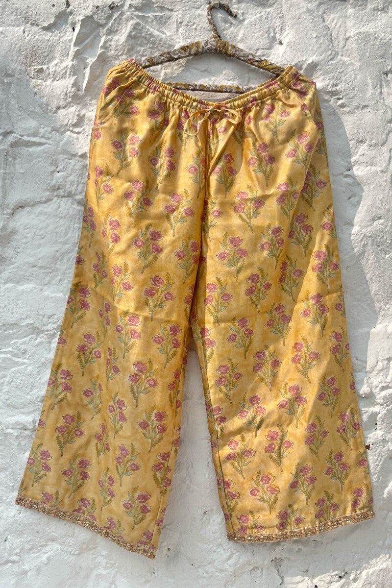 FG Specials: 1 of 1- Yellow Hand Block-Printed Chanderi Kurta Set- Medium Size
