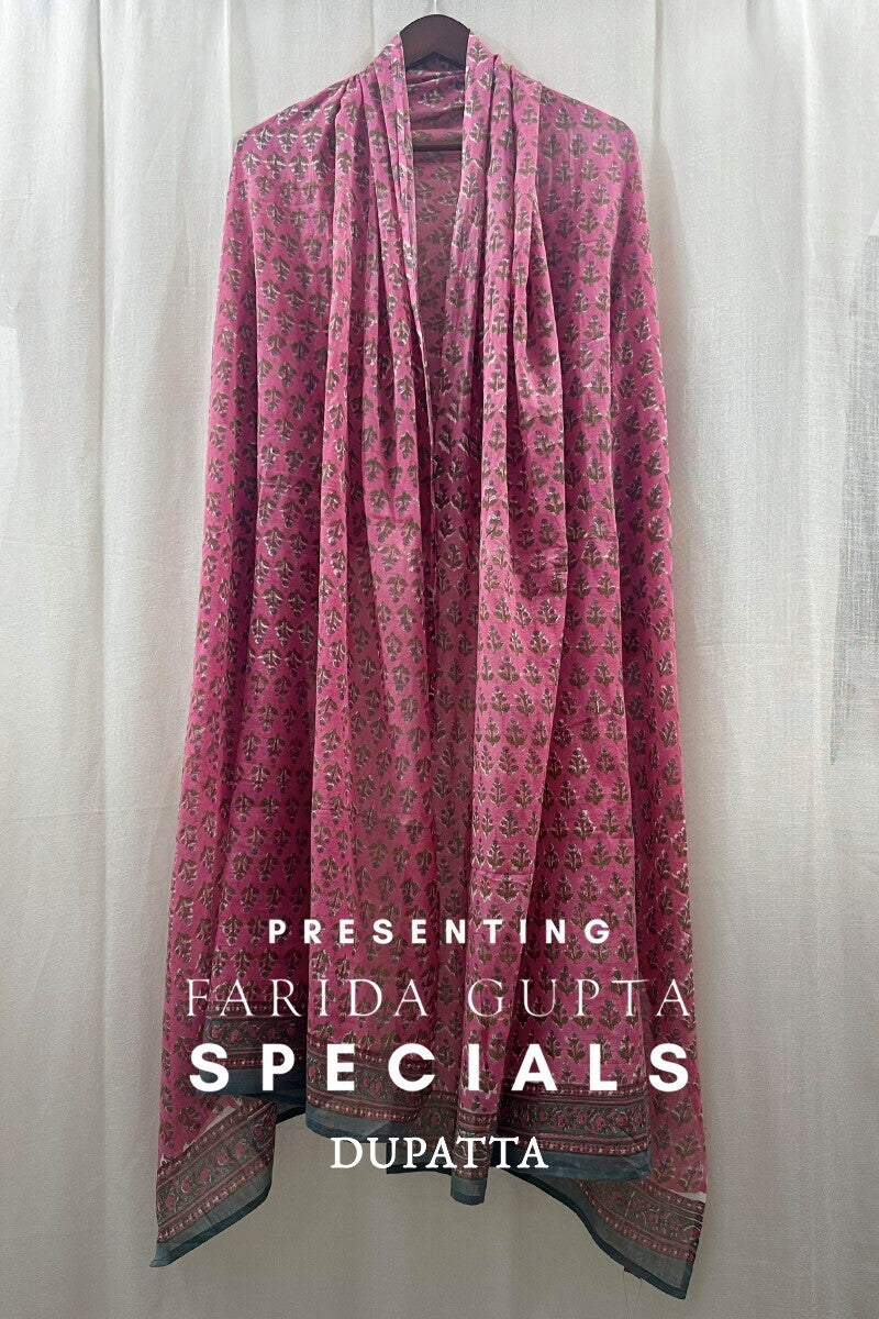 Pink Hand Block-Printed Dupatta