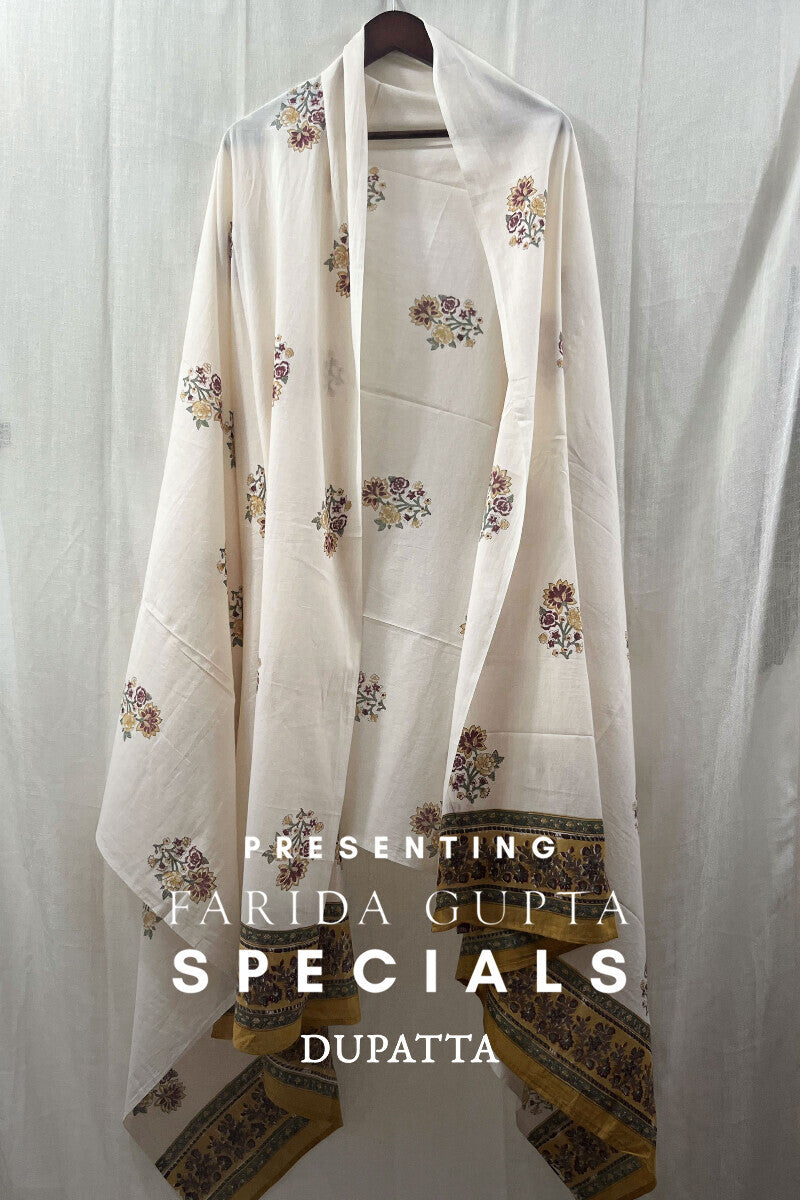 Cream Sanganeri Dupatta