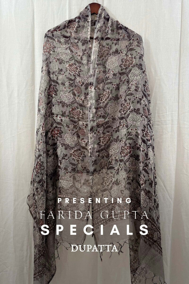 Grey Bagru Dupatta