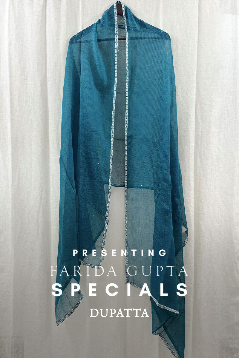 Blue Handcrafted Plain Dupatta