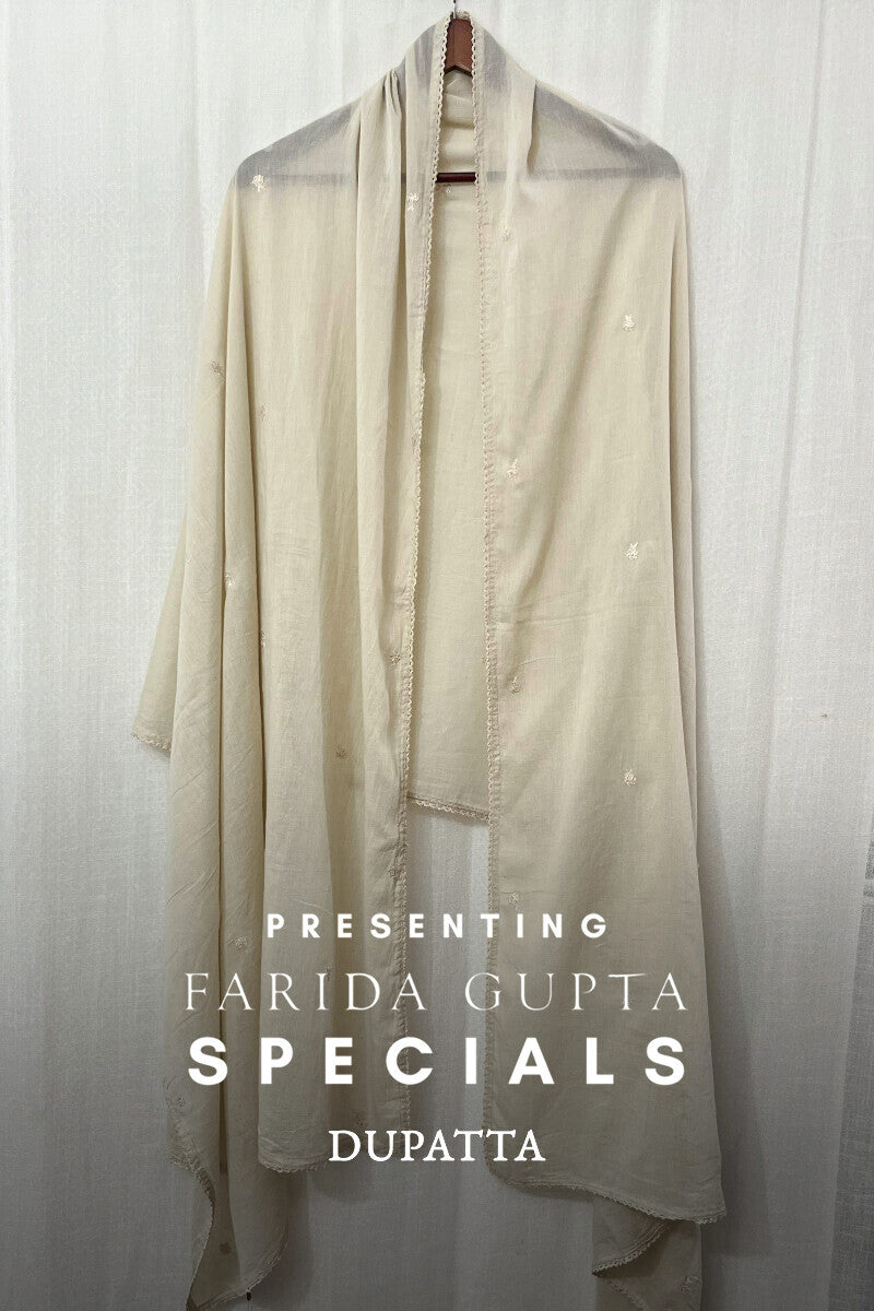 Beige Cotton Mul Dupatta