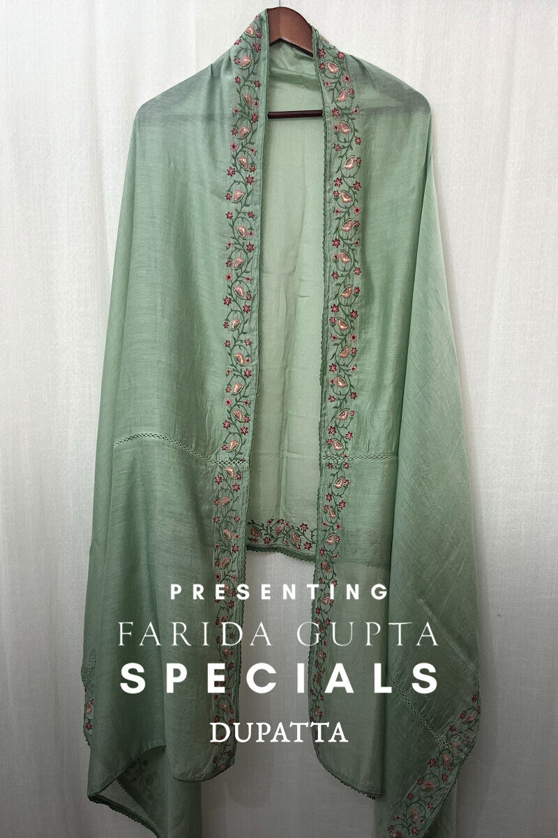 Green Cotton Silk Dupatta