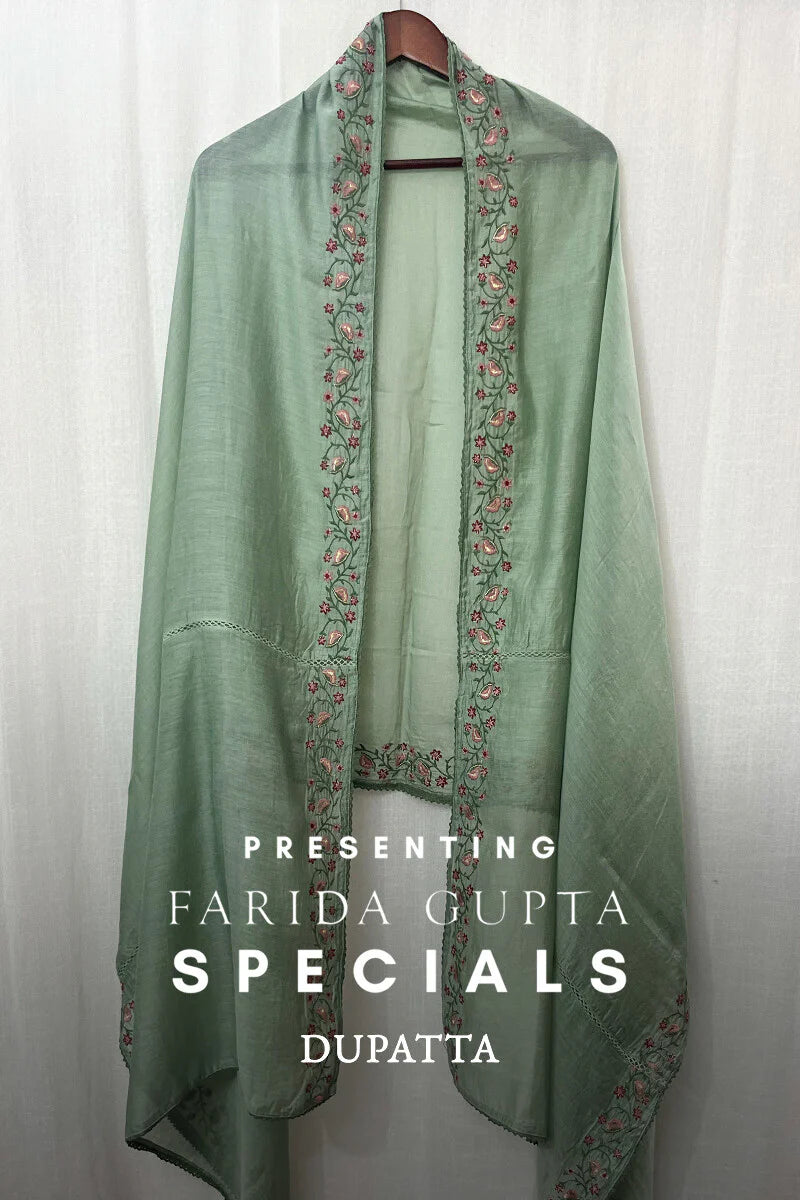 Green Cotton Silk Dupatta