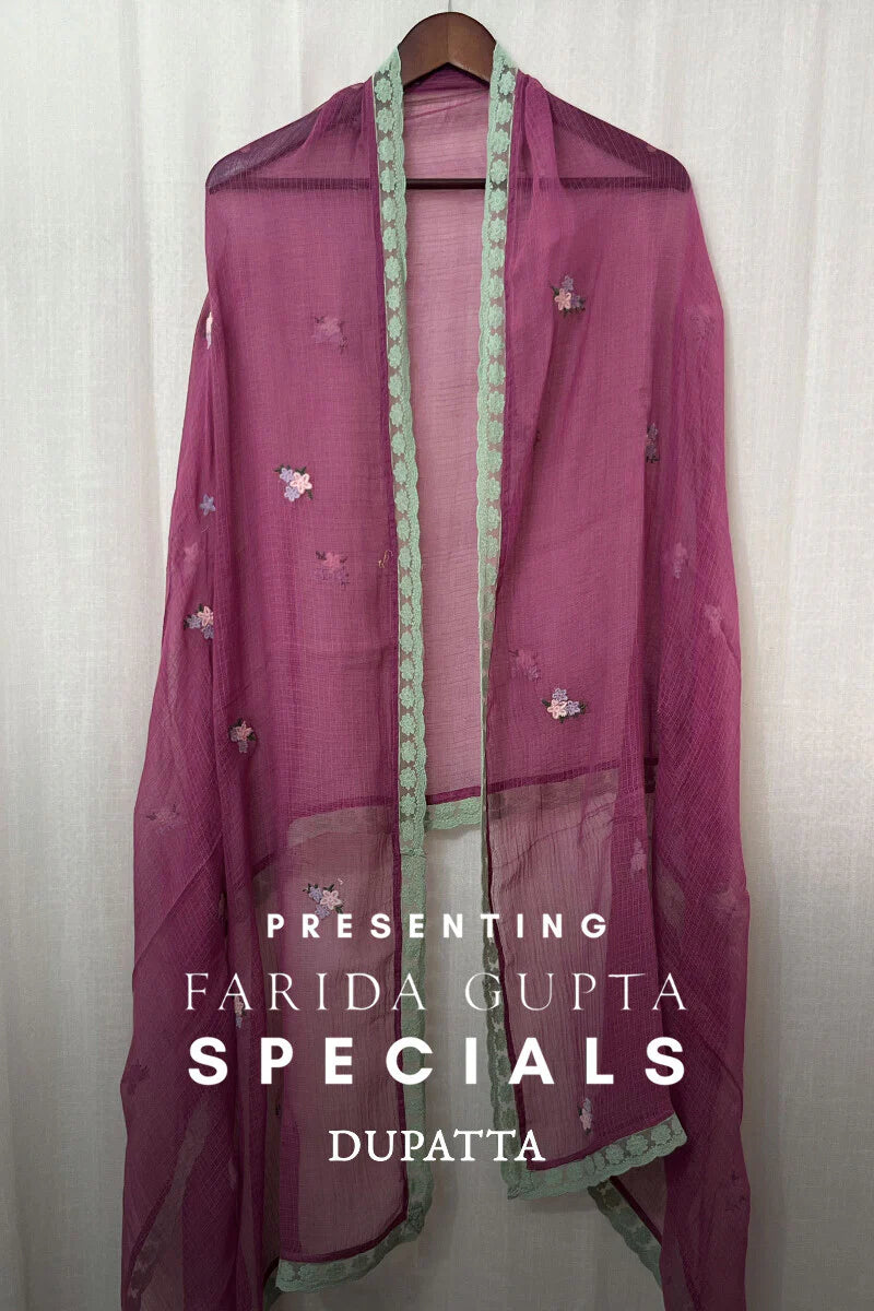 Pink Embroidered Kota Dupatta