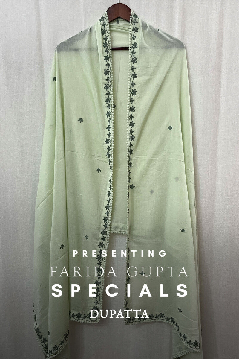 Green Cotton Mul Dupatta