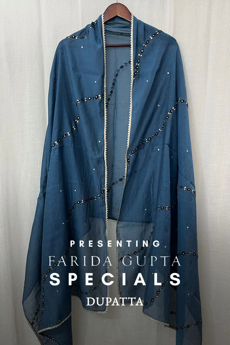 Blue Embroidered Dupatta