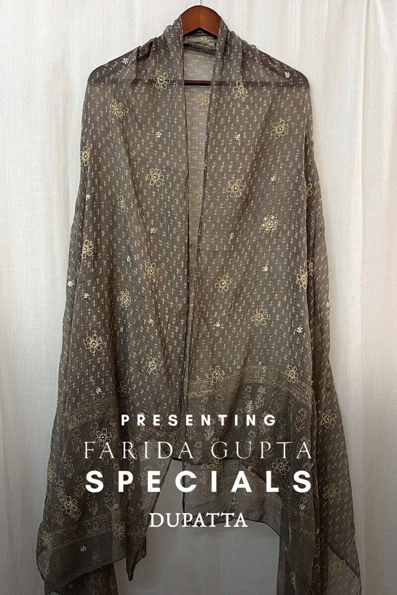 Akola Brown Embroidered Dupatta