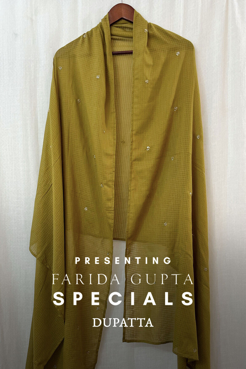 Olive Green Embroidered Kota Dupatta