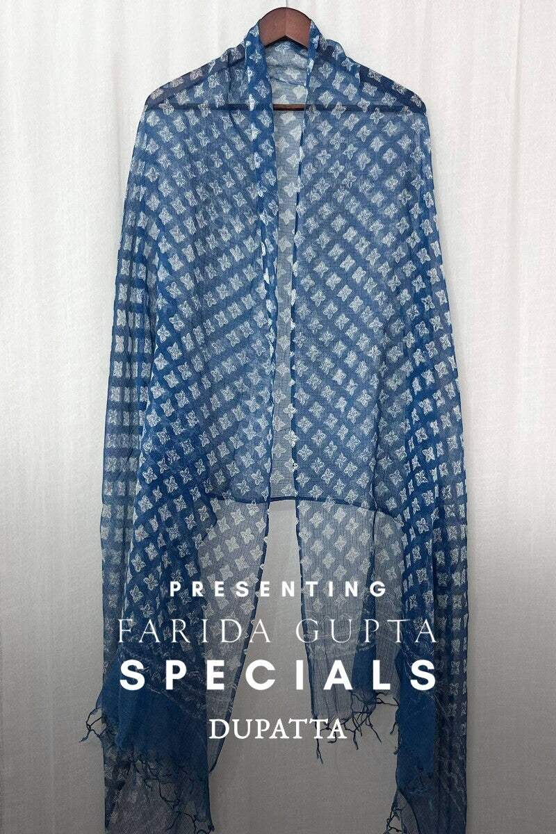 Bagru Blue Dupatta
