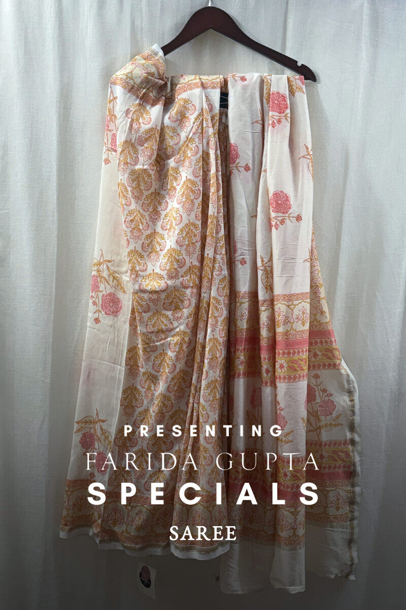 Sanganeri Cotton Silk Off-White Saree